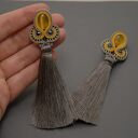 Eleganckie kolczyki sutasz z chwostami - szklane kocie oko, ok. 10 cm