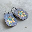 Kolczyki Geometric Flower - Yellow Petals with Turquoise & Red Accents