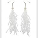 Długie Kolczyki Boho z Białych Koralików - Ślubne Kolczyki Chwosty z Perłą