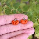 Pomarańczowe dynie - kolczyki wkrętki jesień i Halloween