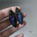 Kolczyki ze srebra i mosiądzu Fish Dark Ruby & Deep Blue