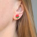 Antyalergiczne kolczyki tulipany mini w czerwieni - na sztyftach
