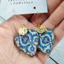 Wiszące kolczyki decoupage z orientalnym motywem w żywicy - stal chirurgiczna