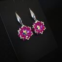 Różowe Wiszące Kolczyki "Crystal Fuchsia Maxima" z Kryształków