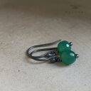 Kolczyki Green Onyx - fasetowane kulki onyksu w srebrnej oprawie