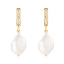 hand made złote kolczyki z perłami i kryształkami preciosa