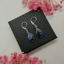 Kolczyki Labradoryt ze stali chirurgicznej - handmade wirewrapping