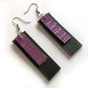 Fioletowo-czarne kolczyki z naturalnej skóry