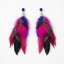 kolczyki amarantowo fioletowe pióra