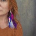 Kolczyki kolorowe pióra boho bardzo spektakularna niezwykle widoczne z serii tej