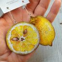 Kolczyki decoupage duże cytryny - żółte na stali chirurgicznej
