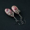 Dija - długie i delikatne kolczyki z kamieniem chryzantemowym (wire wrapping)