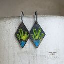 Kolczyki Little Flowers - Blue & Lemon Green