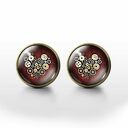 Kolczyki sztyfty - steampunk heart - brąz