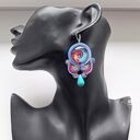 Kolczyki sutaszowe haftowane ręczny Tahiti