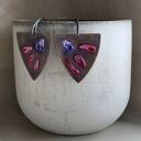 Kolczyki Triangle with Exotic Flowers - Ruby & Purple