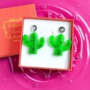 Kolczyki z żywicy KAKTUSY: neon green (unikatowe, ręcznie robione)