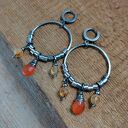 Kolczyki - karneol z cytrynem na kole