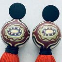 Kolczyki Juwencja - boho etno z rdzawymi chwostami i drewnianymi detalami