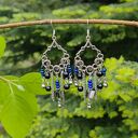 Kolczyki Koraliki Szafirowe Masa Perłowa