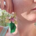 Kolczyki kwiaty i pióra boho - etno folk Ruda Klara