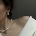 Kolczyki perły z retro kwadratami z różowego złota