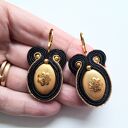 Kolczyki haftowane sutaszowe Gold Flower