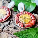 Kolczyki ceramiczne „Solarna Spirala” - ręcznie robione z ceramiki szkliwionej