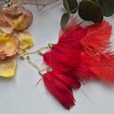 Kolczyki czerwone pióra leciutkie