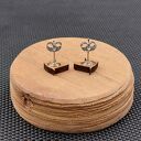 Kolczyki drewniane KONIE BRĄZOWE z białą strzałką