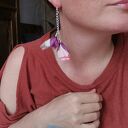Lekkie oversize kolczyki z magnoliami - kolorowe boho