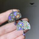Ręcznie emaliowane kolczyki Exotic Flowers & Cosmic Lavender