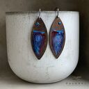 Kolczyki ze srebra i mosiądzu Fish Dark Ruby & Deep Blue