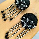 Kolczyki szydełkowe czarno-białe