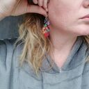 Kolczyki kolorowe owoce Boho Frida - etno folk z frędzlami
