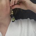 Kolczyki kwiaty zielono-czarne - Ruda Klara, leciutkie i boho