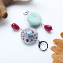 Kolczyki „Miętowe muchomorki z malinową kroplą jadeitu”