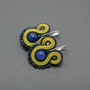 Kolczyki sutasz z jadeitami w kolorze limonka - ręcznie robione Soutache