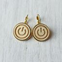 Drewniane kolczyki POWER BUTTON