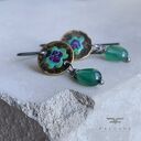 Kolczyki Forest Flowers z zielonym agatem i fioletem