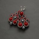 czerwono - szare kolczyki sutasz