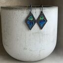 Kolczyki Little Flowers - Orchid Dark Blue & Lemon Green