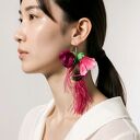 Duże kolorowe kolczyki kwiaty i pióra bardzo leciutkie