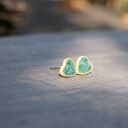 Ceramiczny kolczyki serduszka zielone