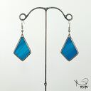 Szklane kolczyki deltoidy (niebieskie) - Tiffany handmade