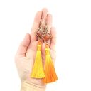 Długie kolczyki z karneolem i chwostem - miedziane wire wrapping