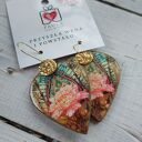 Kolczyki decoupage orientalny lotos ze stali chirurgicznej