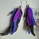 Kolczyki pióra boho kolorowe lekkie wykonane w pojedynczym egzemplarzu