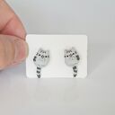 Głodny kot Pusheen - maleńkie kolczyki 3D z modeliny Fimo (sztyfty antyalergiczne)