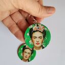 Kolczyki Frida dwustronne - lekkie i boho z zielonym akcentem